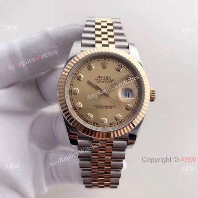 (EW) ROLEX Datejust II Gold Dial Fluted Bezel 41mm Watch Copy ETA3255